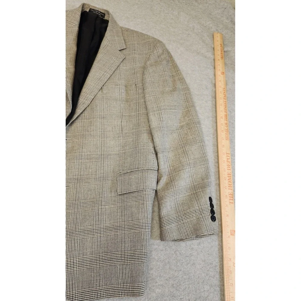 Gianfranco Ruffini Blazer Sport Coat Mens 42R Gray Glen Plaid‎ Silk Wool READ